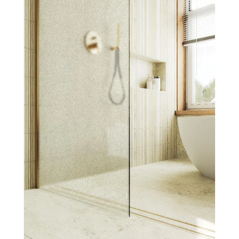 Душевая перегородка Maybah Glass MGD-700-3ш 790x1950 в широком профиле Золото стекло сатиновое