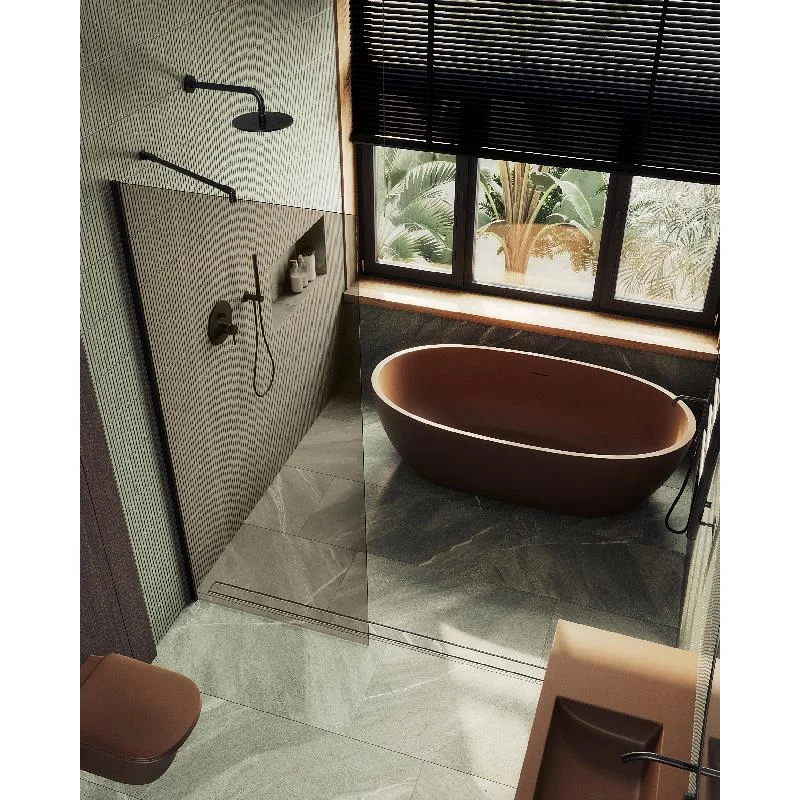 Душевая перегородка Maybah Glass MGD-696-6ш 790x1950 в широком профиле Черный стекло бронзовое