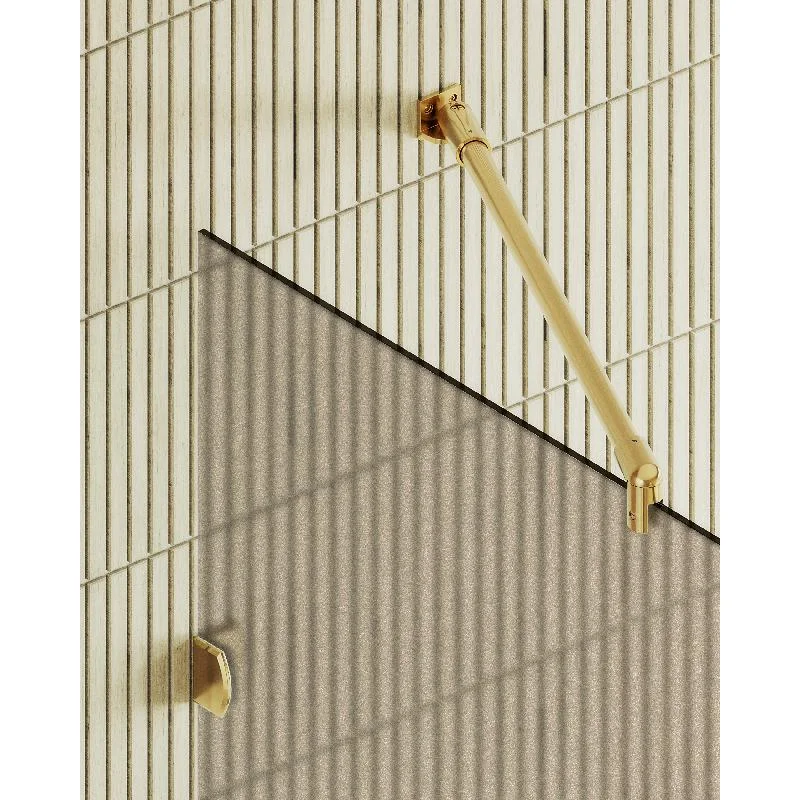 Душевая перегородка MaybahGlass MGD-265-3 79x195, стекло бронза матовая 8 мм, профиль золото