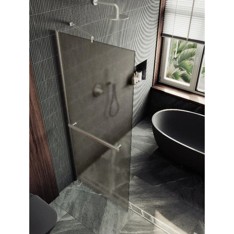 Душевая перегородка Maybah Glass MGD-728-5ш 790x1950 в широком профиле Хром матовый стекло бронзовое матовое