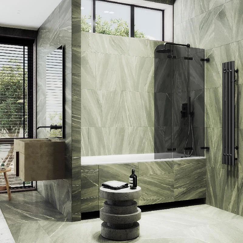 Шторка для ванны MaybahGlass складная 3 секции 1400*750 Стекло 6 мм Графит