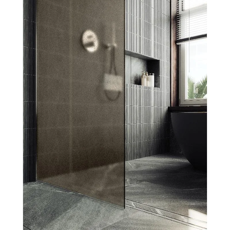 Душевая перегородка Maybah Glass MGD-697-5ш 790x1950 в широком профиле Хром матовый стекло бронзовое матовое