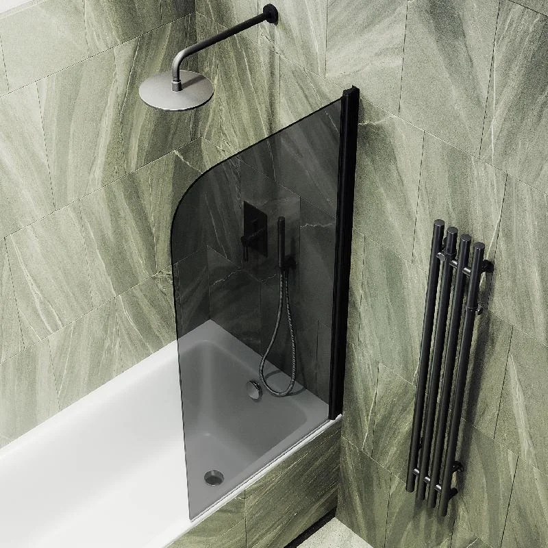 Шторка на ванну Maybah Glass MGV-618-6 700x1400 поворотная на монопетле Черный стекло графитовое