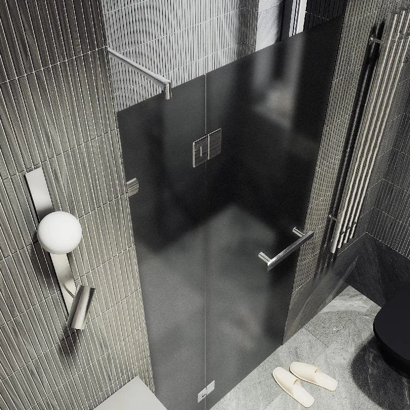 Душевая дверь MaybahGlass с добором на петлях 1950*1000 Стекло 8 мм Графит матовый