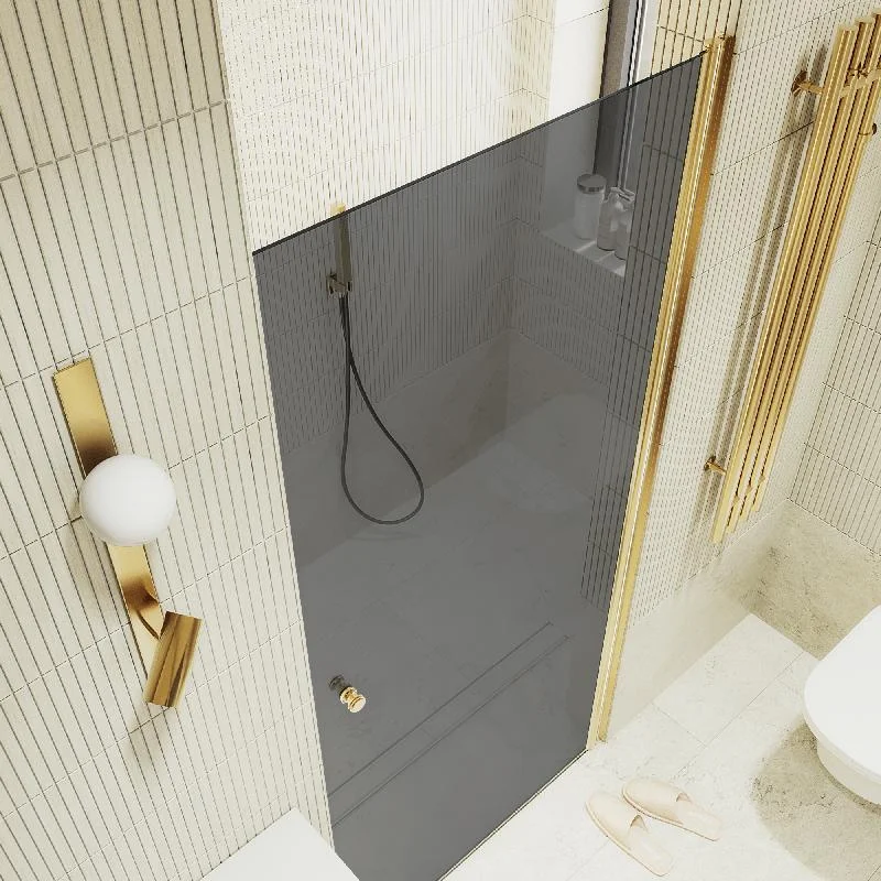 Душевая дверь Maybah Glass MGD-800-3 600x1980 на монопетле Золото стекло графитовое