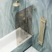 Шторка для ванны MaybahGlass складная 3 секции 1400*750 Стекло 6 мм Бронза