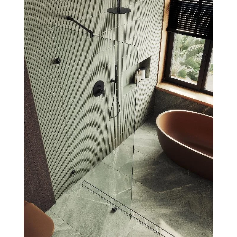 Душевая перегородка MaybahGlass MGD-259-6 79x195, стекло прозрачное 8 мм, профиль черный