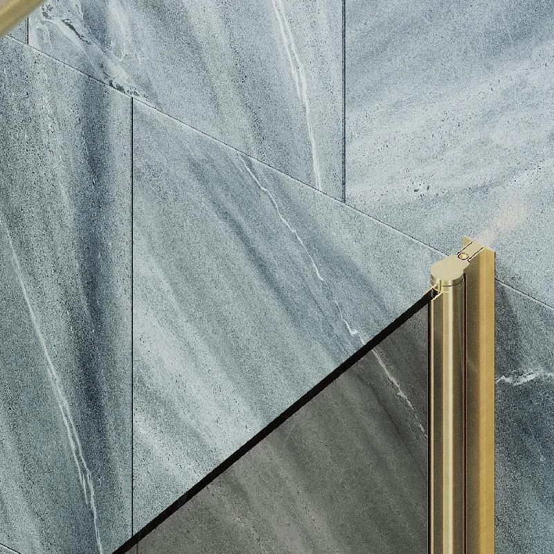 Шторка на ванну Maybah Glass MGV-616-3 700x1400 поворотная на монопетле Золото стекло бронзовое