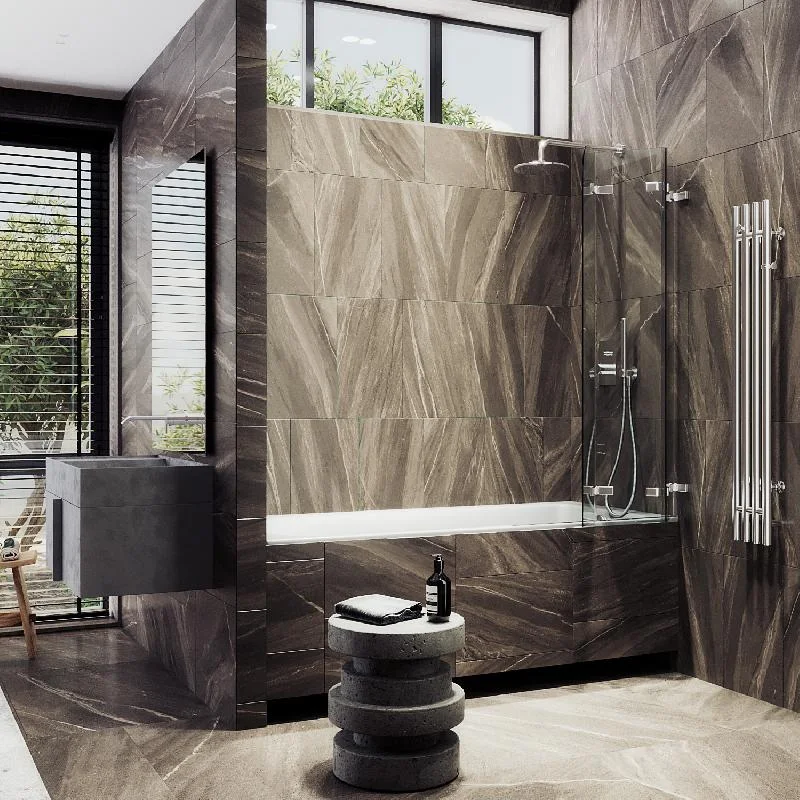 Шторка для ванны MaybahGlass складная 3 секции 1400*750 Стекло 6 мм Бесцветное