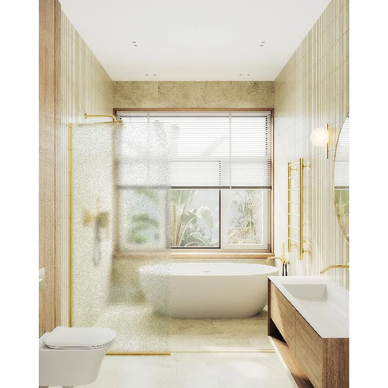 Душевая перегородка Maybah Glass MGD-700-3у 790x1950 в узком профиле Золото стекло сатиновое