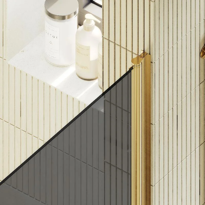 Душевая дверь Maybah Glass MGD-800-3 600x1980 на монопетле Золото стекло графитовое