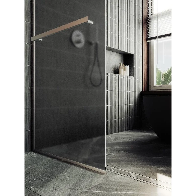 Душевая перегородка Maybah Glass MGD-730-5у 790x1950 в узком профиле Хром матовый стекло графитовое матовое