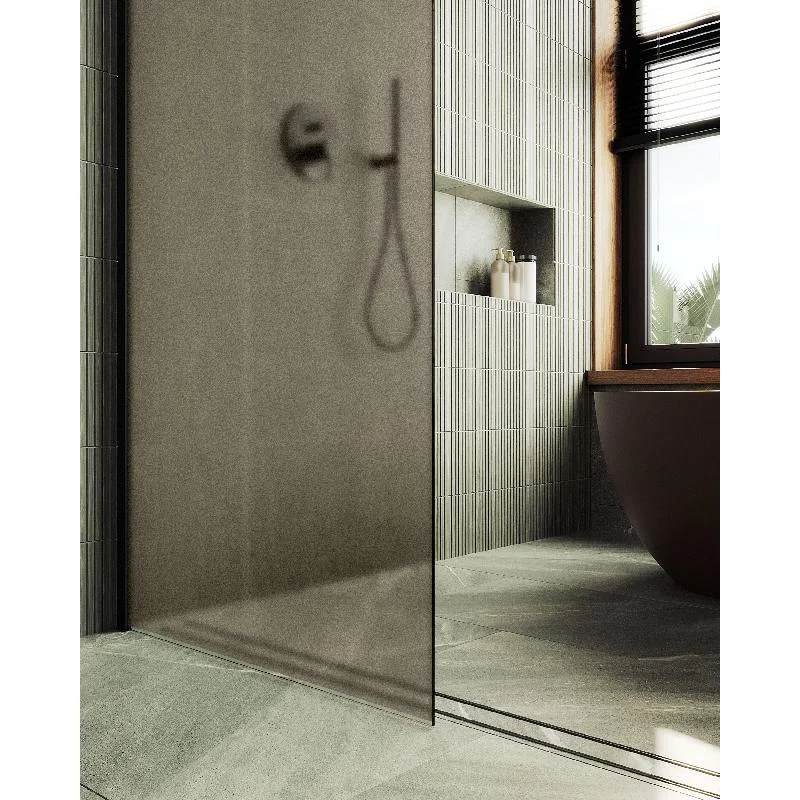 Душевая перегородка Maybah Glass MGD-697-6ш 790x1950 в широком профиле Черный стекло бронзовое матовое