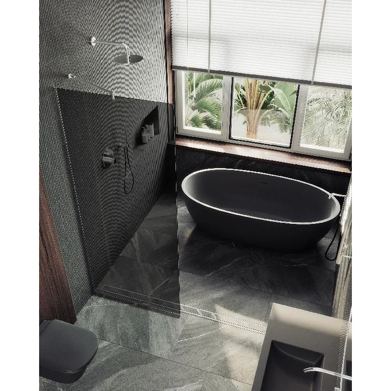 Душевая перегородка Maybah Glass MGD-698-5у 790x1950 в узком профиле Хром матовый стекло графитовое