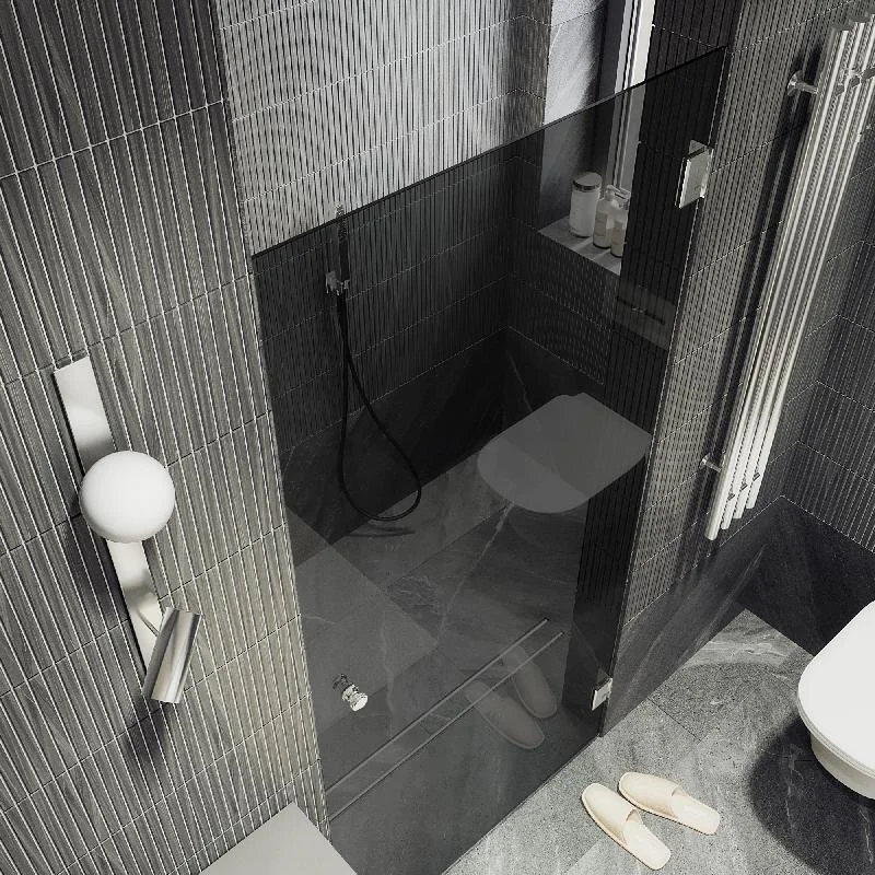 Душевая дверь Maybah Glass MGD-523-4 805x1950 на петлях Хром глянцевый стекло графитовое