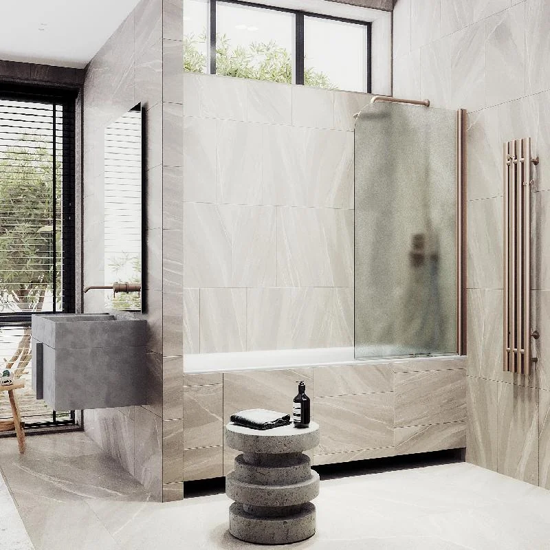 Шторка на ванну Maybah Glass MGV-621-2 800x1400 поворотная на монопетле Бронза стекло сатиновое