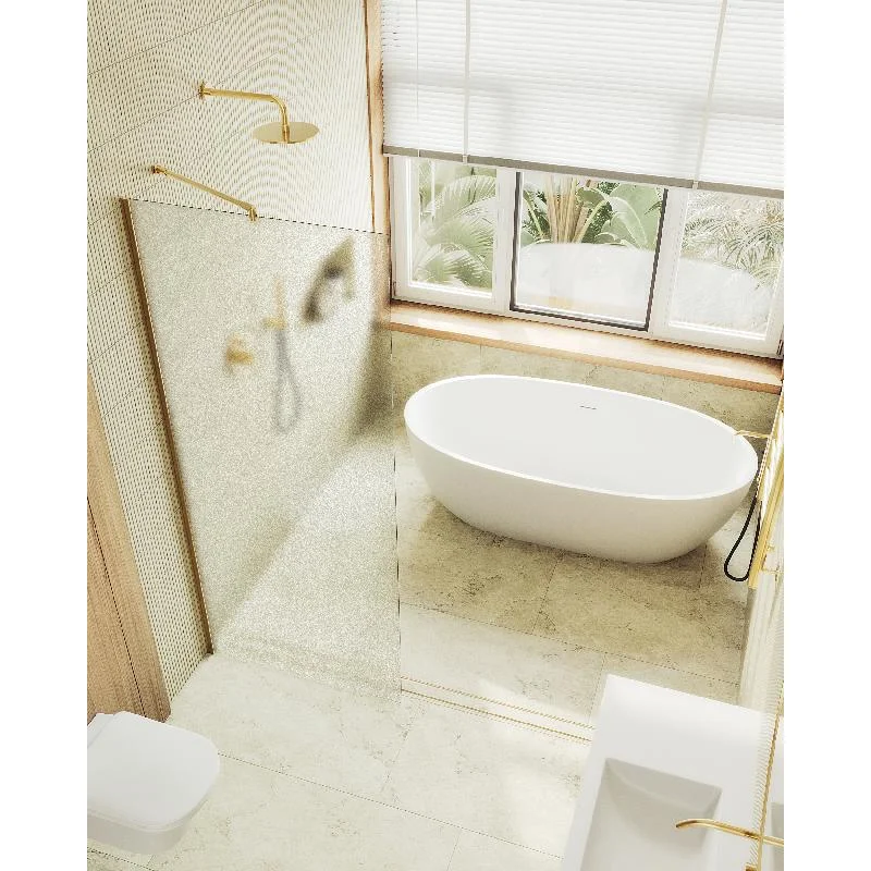 Душевая перегородка Maybah Glass MGD-700-3ш 790x1950 в широком профиле Золото стекло сатиновое