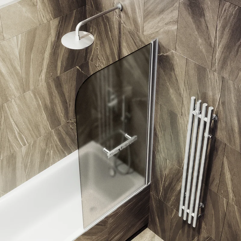 Шторка поворотная MaybahGlass на монопетле 1400*800 6 мм Бронза матовая +Полотенцедержатель