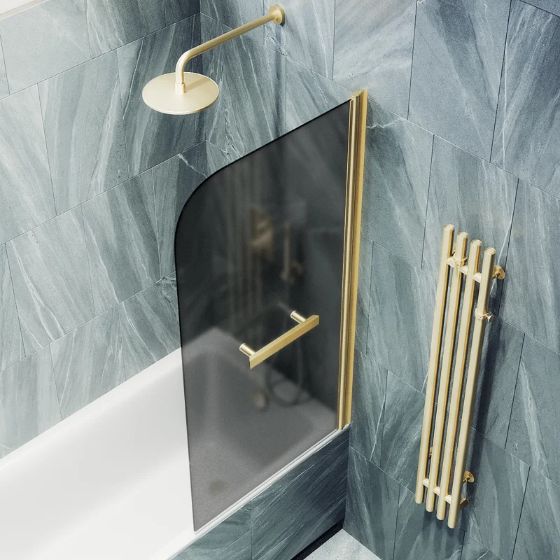 Шторка поворотная MaybahGlass на монопетле 1400*600 6 мм Графит матовый +Полотенцедержатель