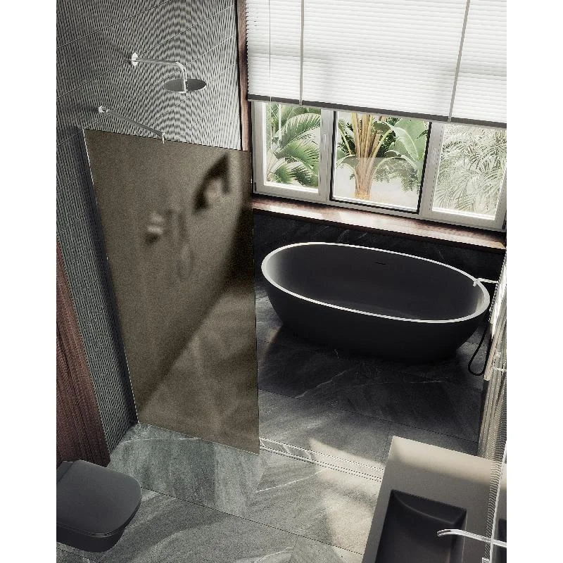 Душевая перегородка Maybah Glass MGD-697-5ш 790x1950 в широком профиле Хром матовый стекло бронзовое матовое