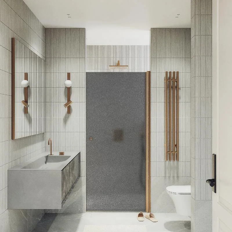 Душевая дверь Maybah Glass MGD-801-2 600x1980 на монопетле Бронза стекло графитовое матовое