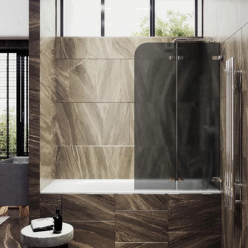 Шторка для ванны MaybahGlass складная 2 секции 1400*515 Стекло 6 мм Графит матовый