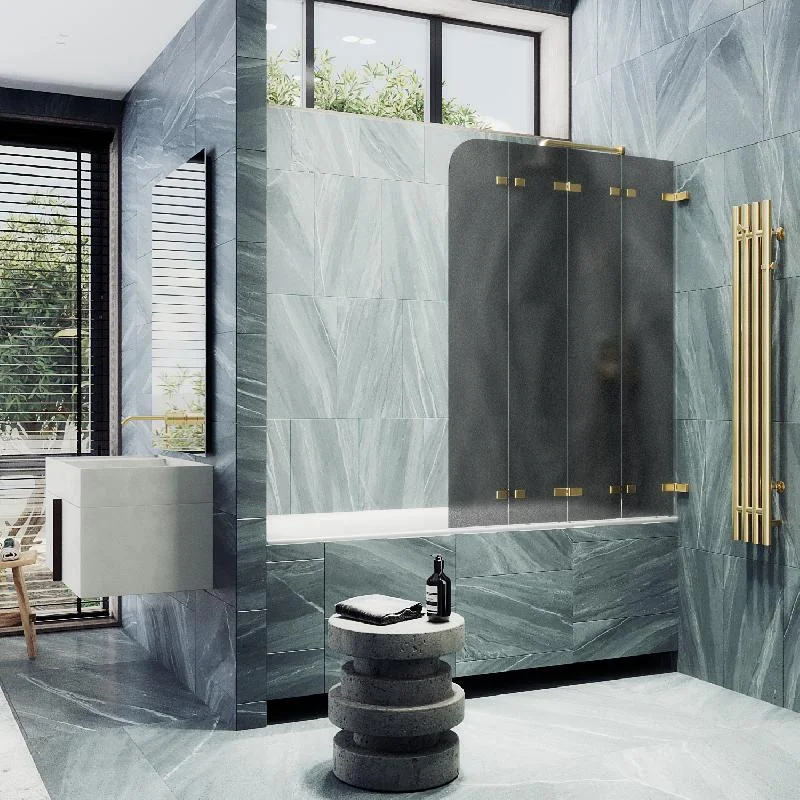 Шторка для ванны MaybahGlass складная 4 секции 1400*980 Стекло 6 мм Графит матовый