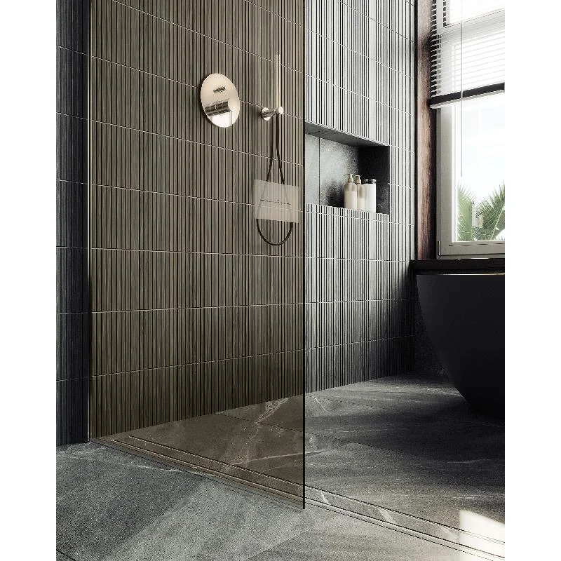 Душевая перегородка Maybah Glass MGD-696-5ш 790x1950 в широком профиле Хром матовый стекло бронзовое