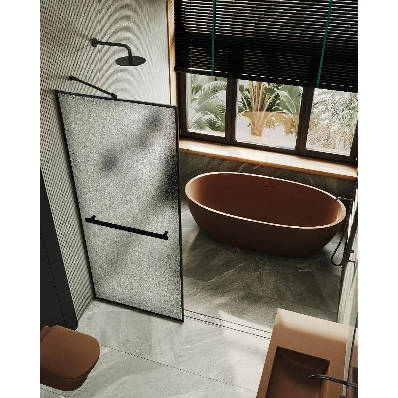 Душевая перегородка Maybah Glass MGD-851-6 1090x1950 полностью в профиле Черный стекло сатиновое