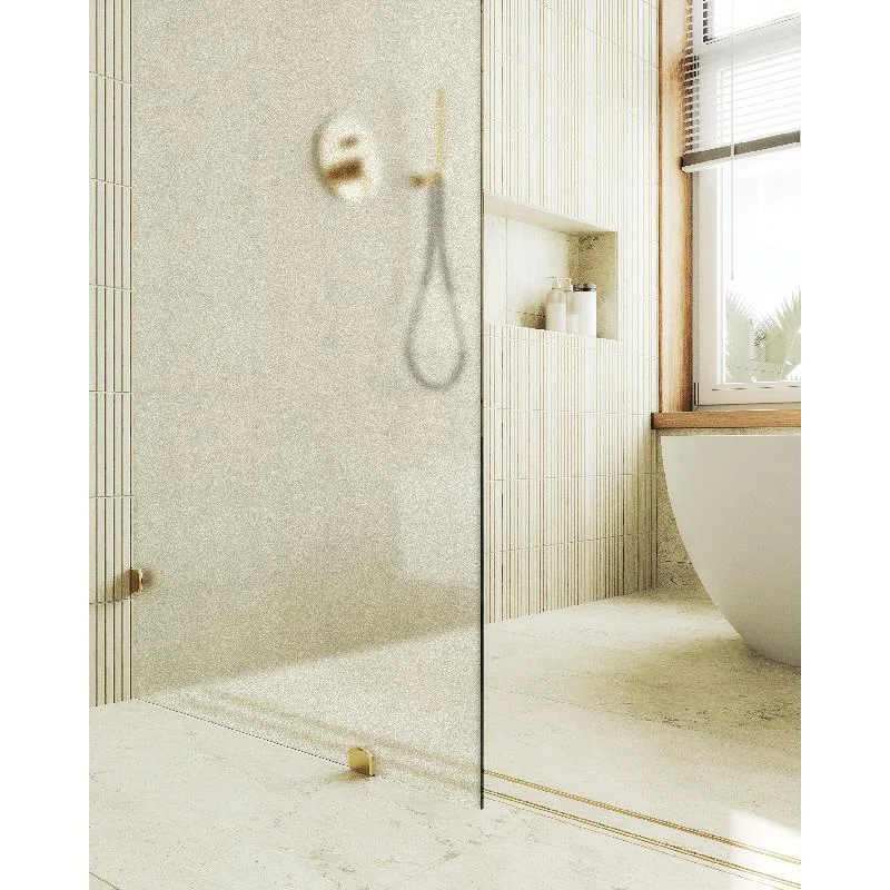 Душевая перегородка MaybahGlass MGD-268-3 79x195, стекло сатин 8 мм, профиль золото