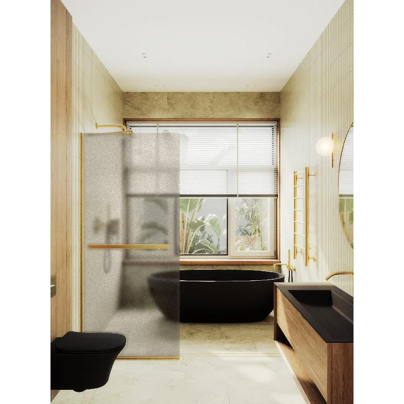 Душевая перегородка Maybah Glass MGD-728-3у 790x1950 в узком профиле Золото стекло бронзовое матовое