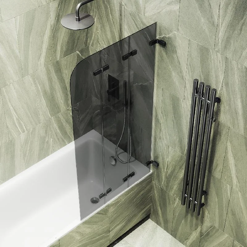 Шторка для ванны MaybahGlass складная 3 секции 1400*750 Стекло 6 мм Графит