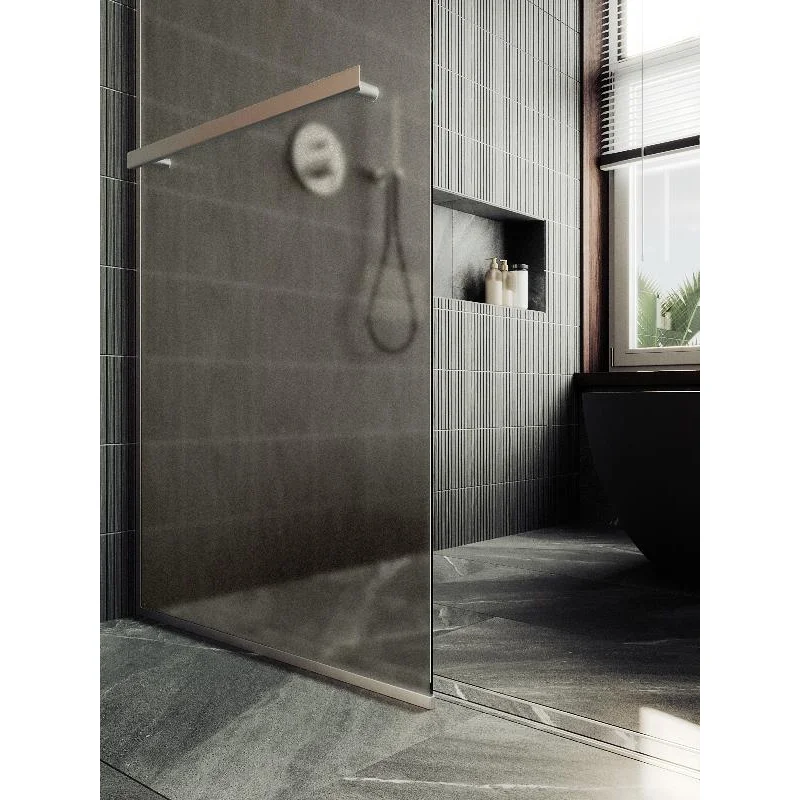 Душевая перегородка Maybah Glass MGD-728-5у 790x1950 в узком профиле Хром матовый стекло бронзовое матовое