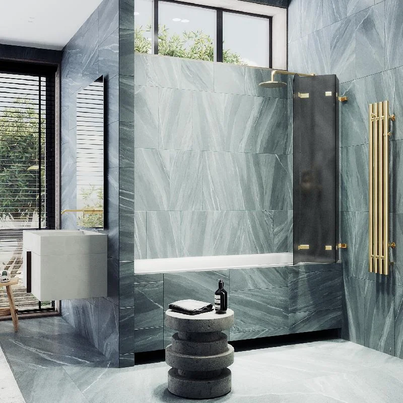 Шторка для ванны MaybahGlass складная 3 секции 1400*750 Стекло 6 мм Графит матовый