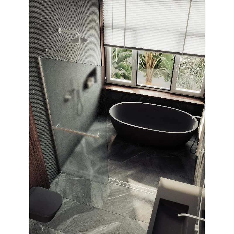 Душевая перегородка Maybah Glass MGD-731-5ш 790x1950 в широком профиле Хром матовый стекло сатиновое