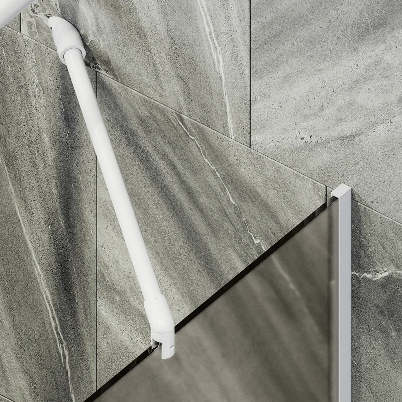 Шторка на ванну Maybah Glass MGV-249-1у 300x1400 в узком профиле Белый стекло бронзовое матовое