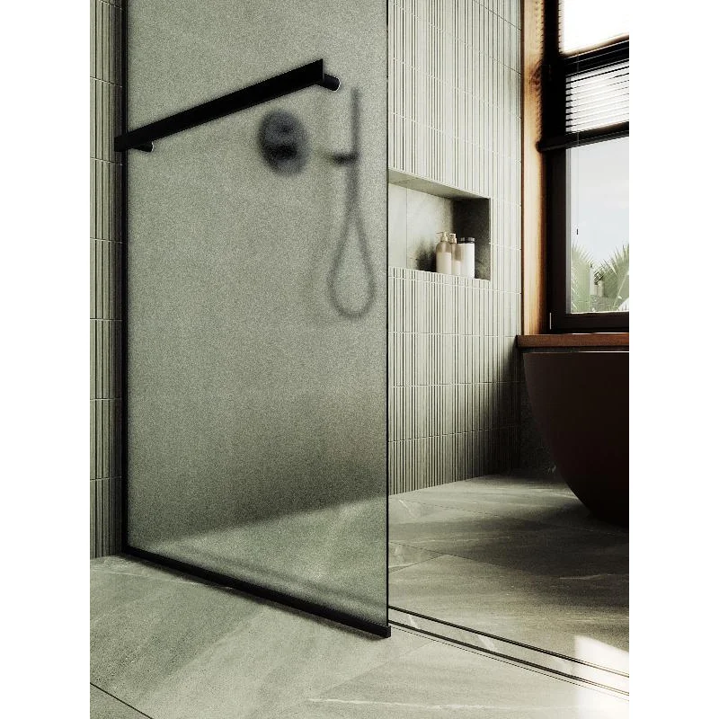 Душевая перегородка Maybah Glass MGD-731-6у 790x1950 в узком профиле Черный стекло сатиновое