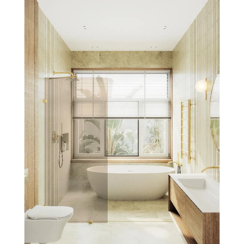 Душевая перегородка MaybahGlass MGD-262-3 79x195, стекло бронза 8 мм, профиль золото