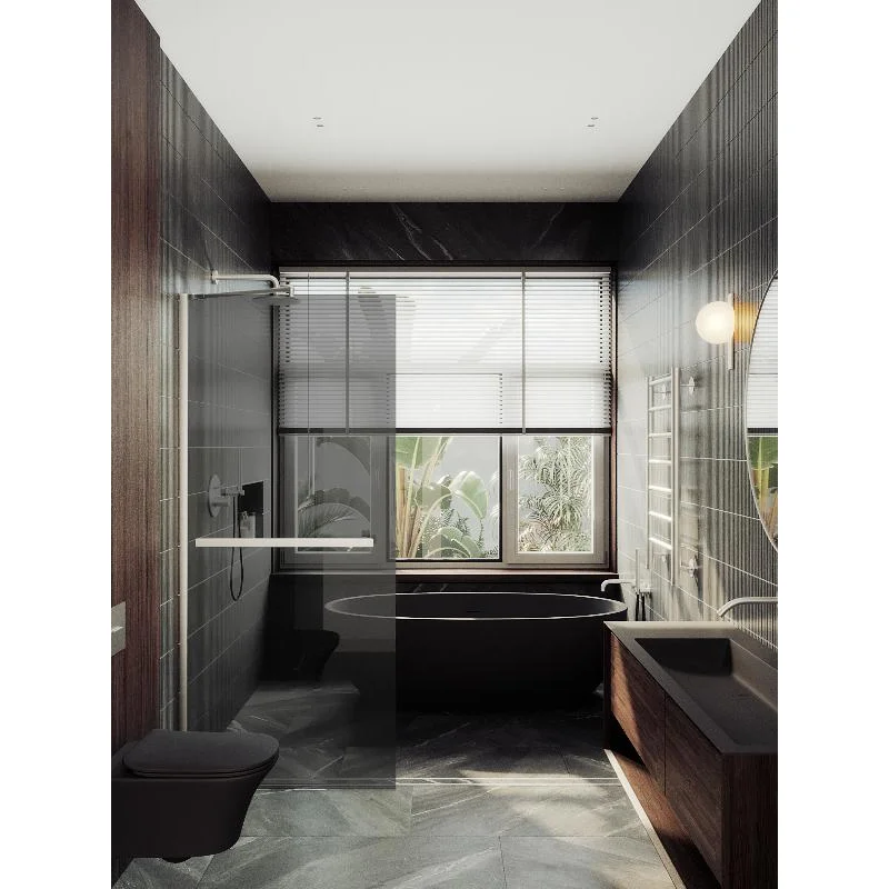 Душевая перегородка Maybah Glass MGD-729-5ш 790x1950 в широком профиле Хром матовый стекло графитовое