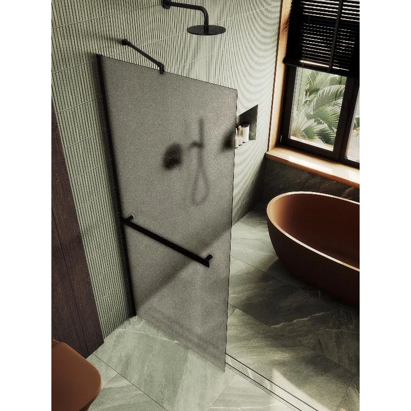 Душевая перегородка Maybah Glass MGD-728-6ш 790x1950 в широком профиле Черный стекло бронзовое матовое