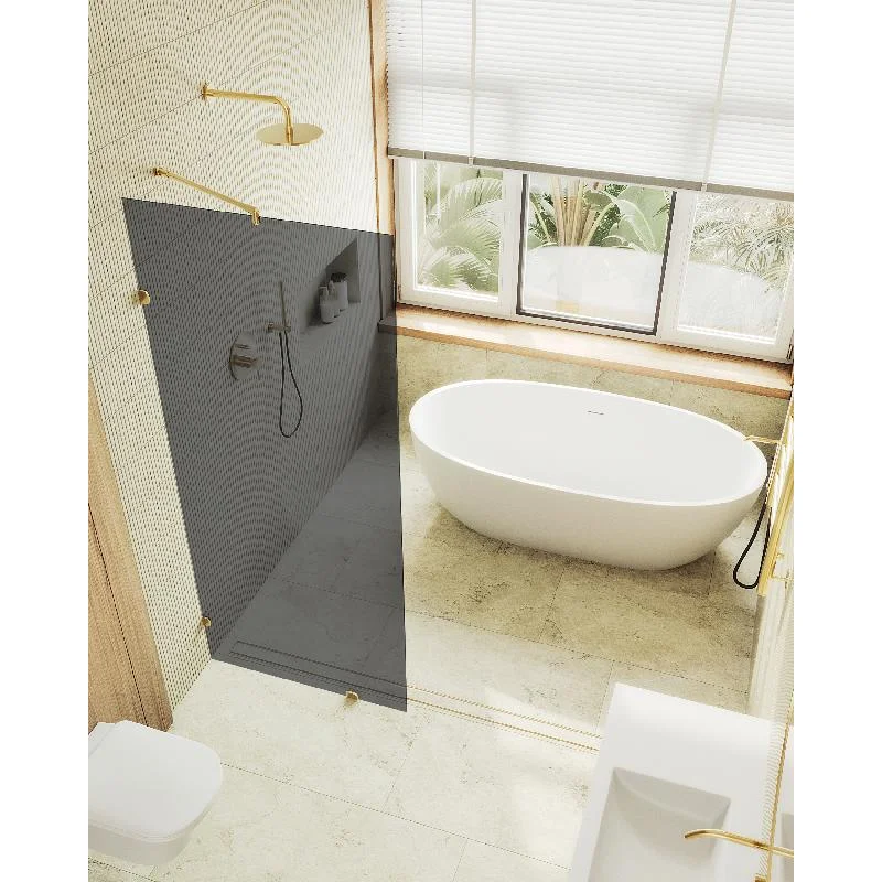 Душевая перегородка MaybahGlass MGD-274-3 79x195, стекло графит 8 мм, профиль золото