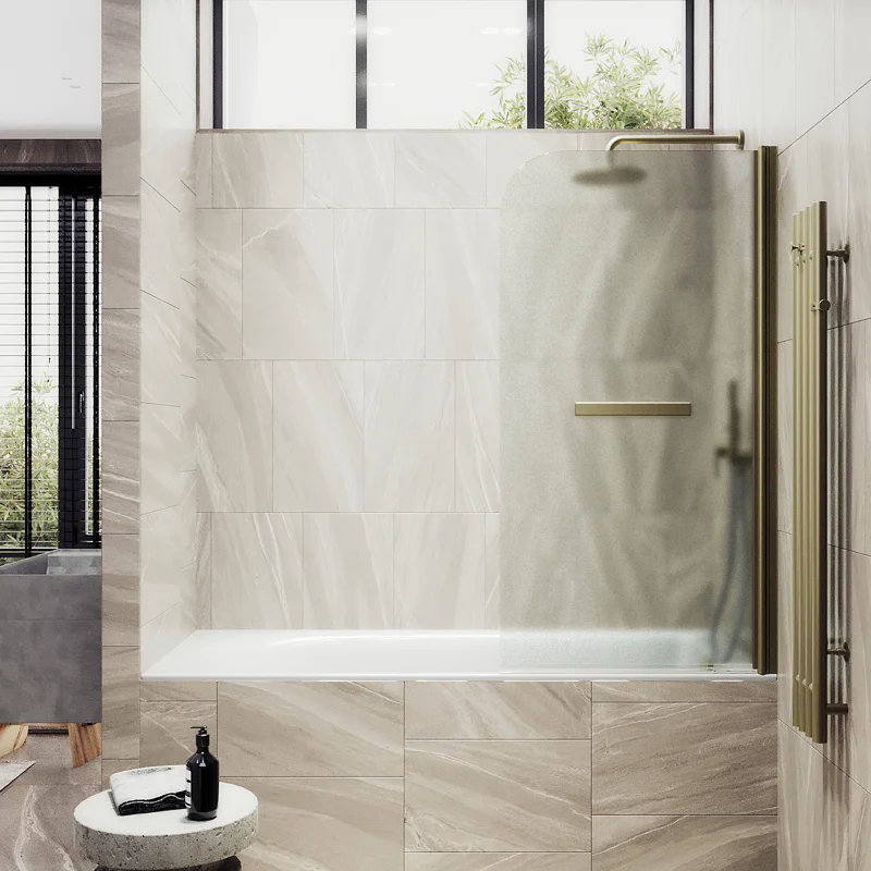 Шторка поворотная MaybahGlass на монопетле 1400*700 6 мм Сатин +Полотенцедержатель