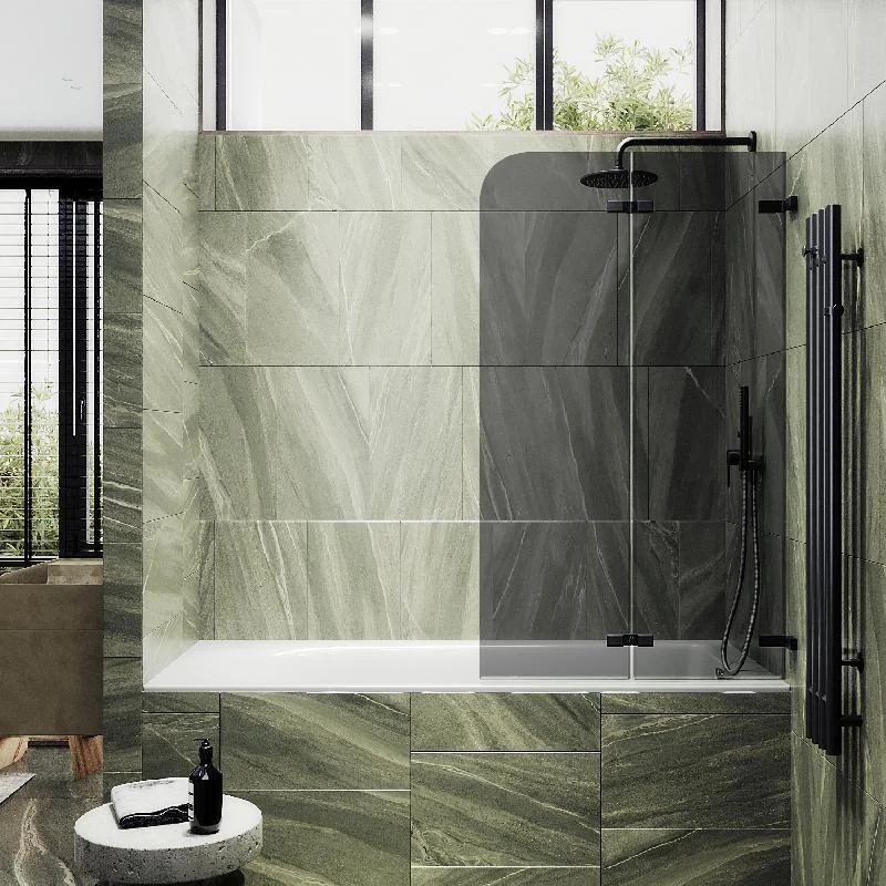 Шторка для ванны MaybahGlass складная 2 секции MaybahGlass 1400*515 Стекло 6 мм Графит