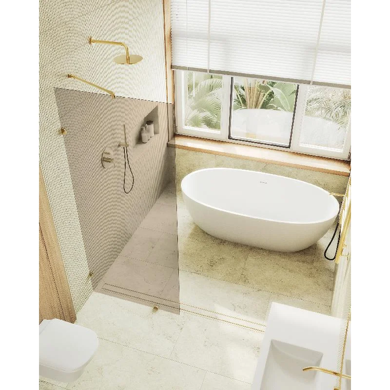 Душевая перегородка MaybahGlass MGD-262-3 79x195, стекло бронза 8 мм, профиль золото