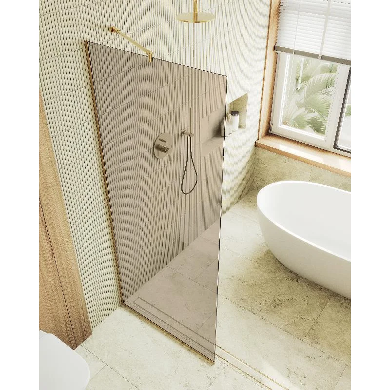 Душевая перегородка Maybah Glass MGD-696-3у 790x1950 в узком профиле Золото стекло бронзовое