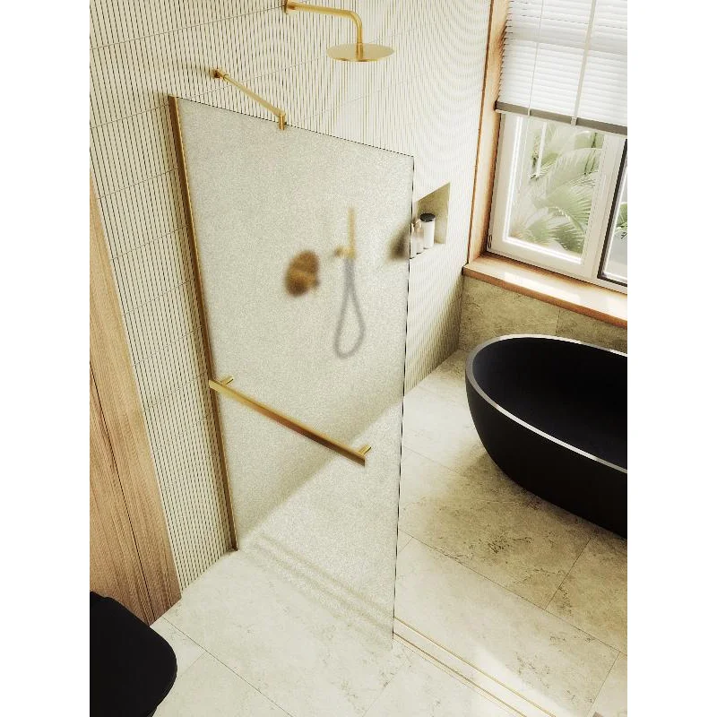 Душевая перегородка Maybah Glass MGD-731-3ш 790x1950 в широком профиле Золото стекло сатиновое