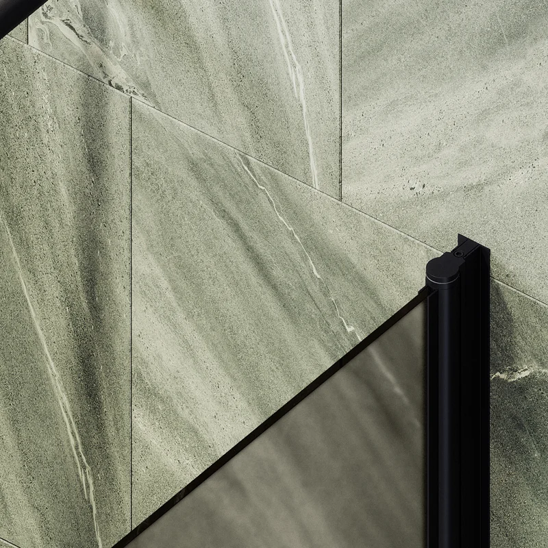 Шторка на ванну Maybah Glass MGV-602-6 400x1400 поворотная на монопетле Черный стекло бронзовое матовое