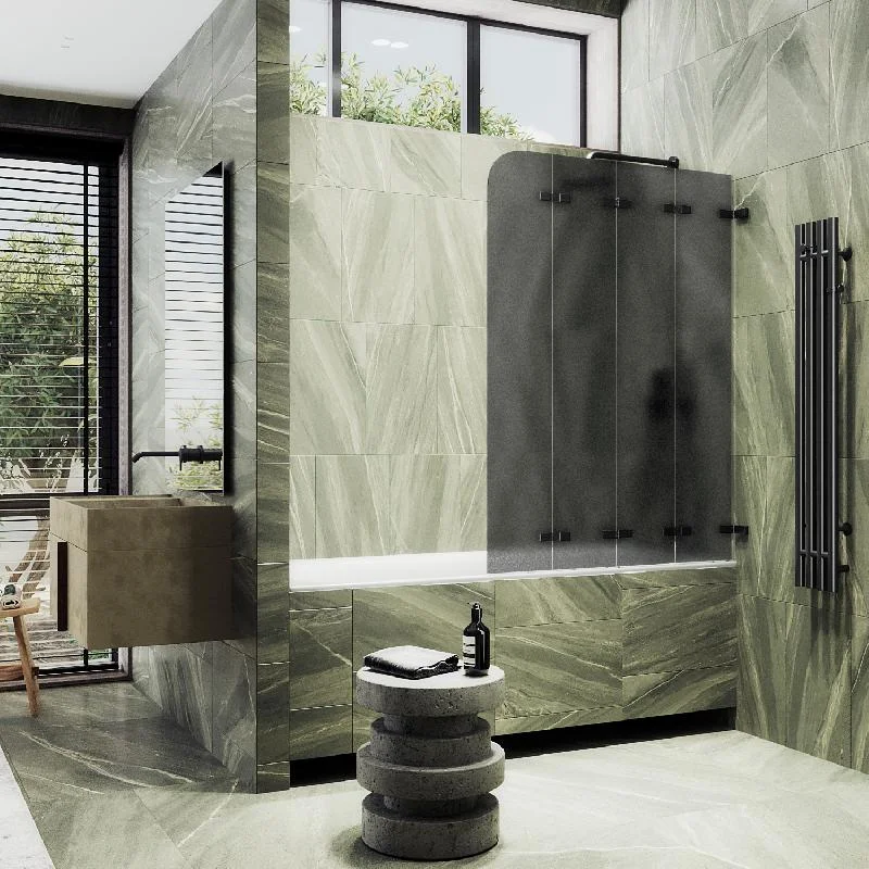 Шторка для ванны MaybahGlass складная 4 секции 1400*980 Стекло 6 мм Графит матовый