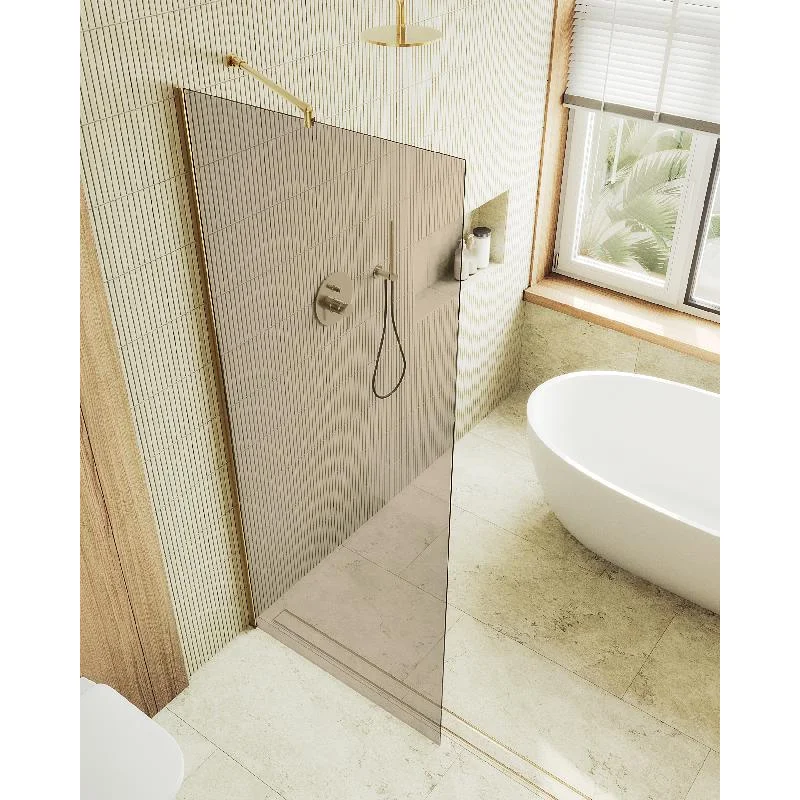 Душевая перегородка Maybah Glass MGD-696-3ш 790x1950 в широком профиле Золото стекло бронзовое