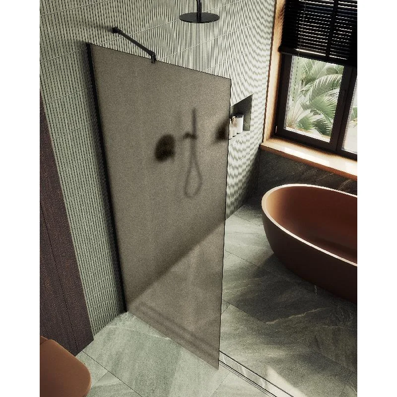 Душевая перегородка Maybah Glass MGD-697-6ш 790x1950 в широком профиле Черный стекло бронзовое матовое